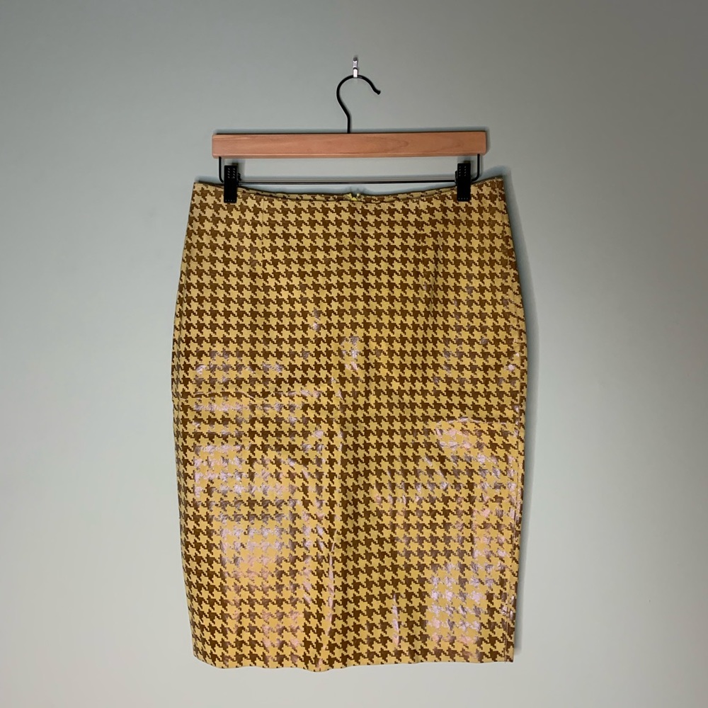 Suede Houndstooth Skirt